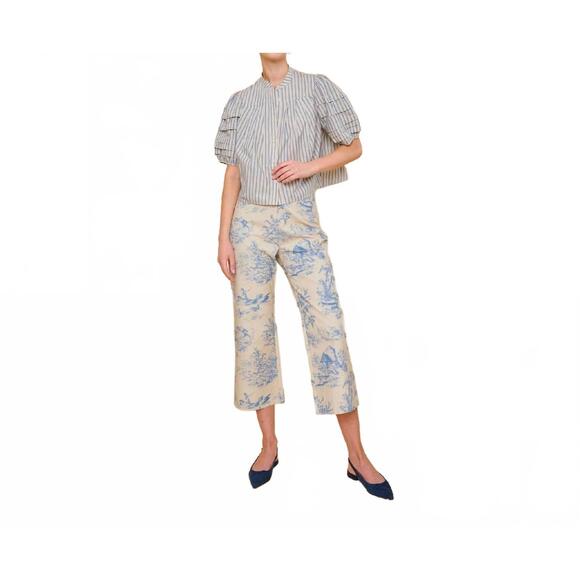NEW FLORA BEA ahoy harvest moon pants in blue multi